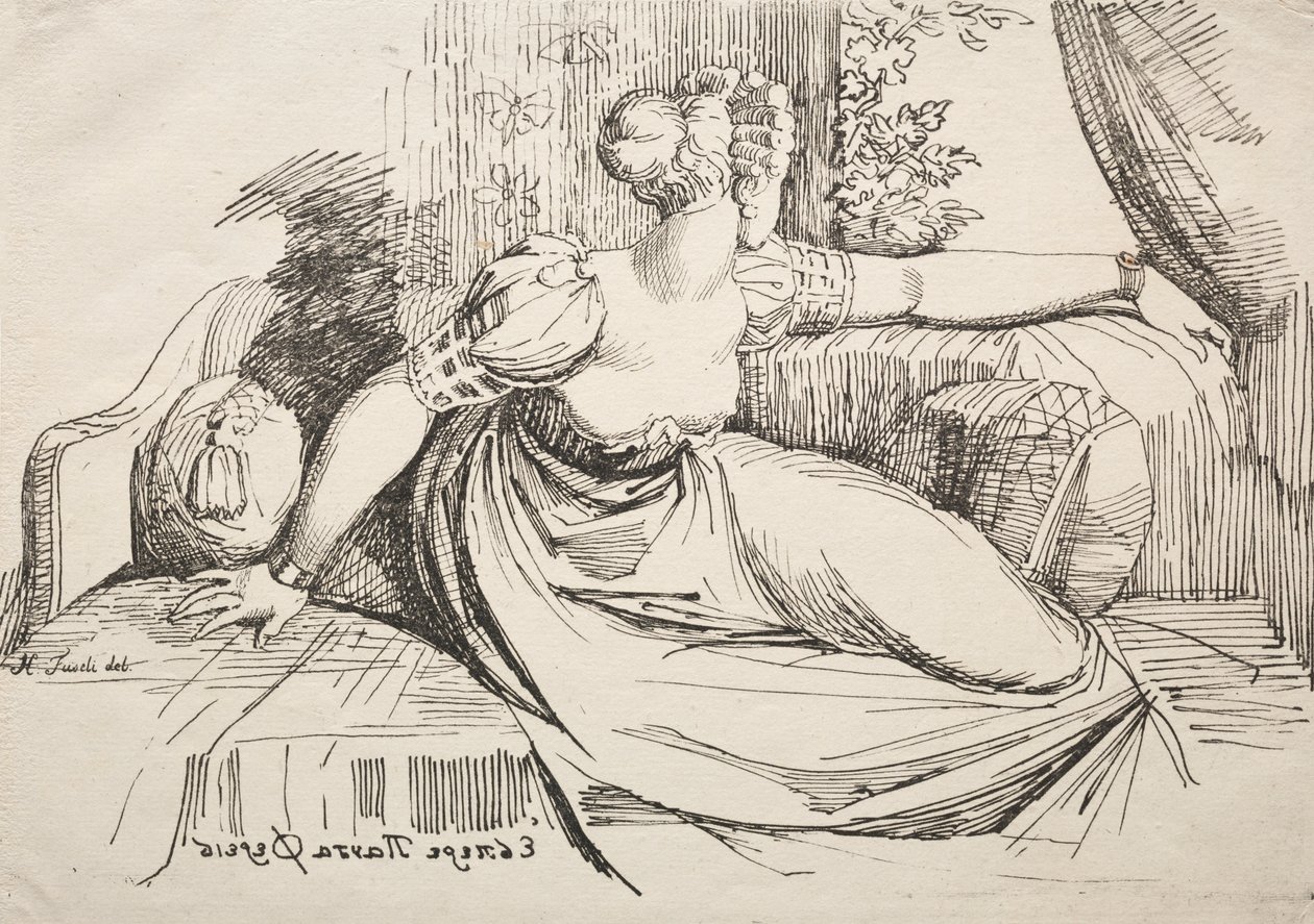 Kvinne på en sofa av Johann Heinrich Füssli