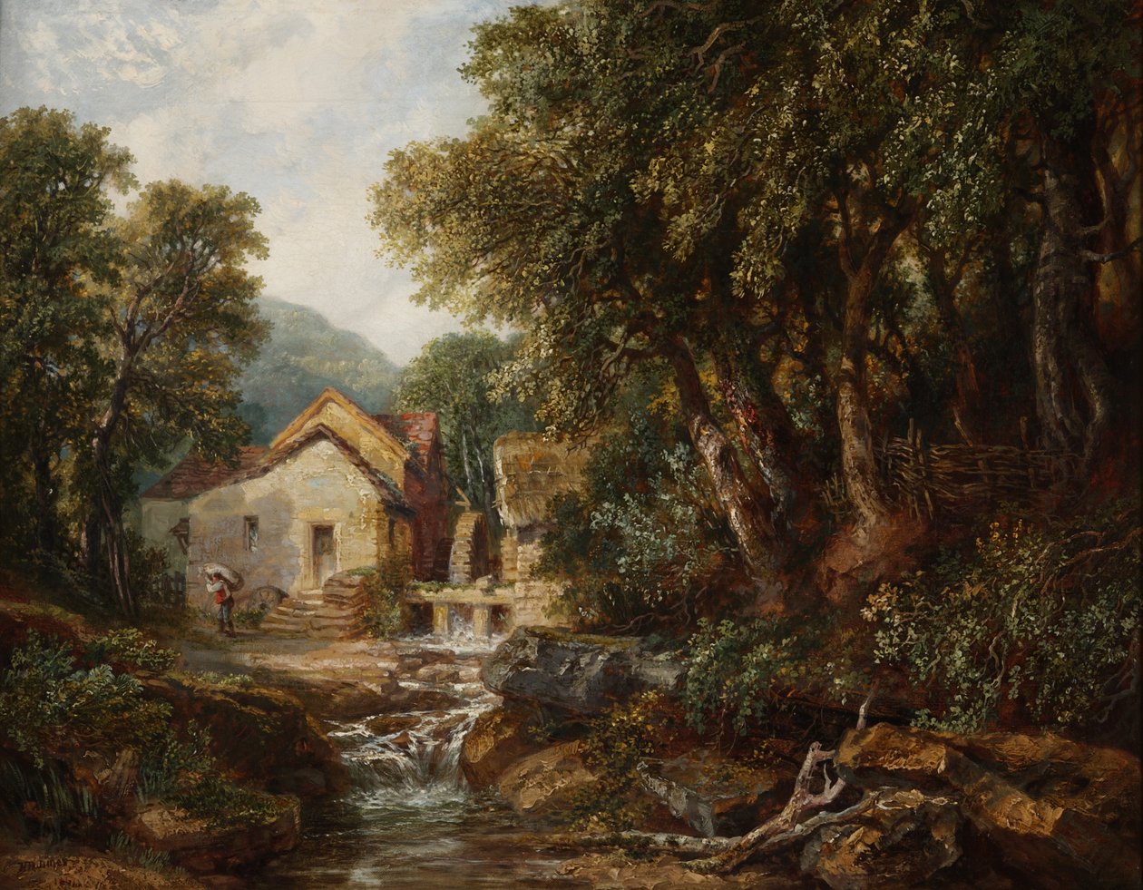 En mølle i Rowsley, Derbyshire, 1867 av Henry Harris Lines