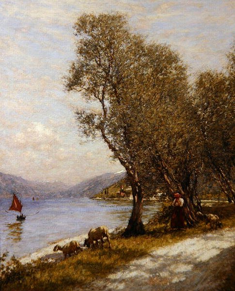 En veronesisk gjeterinne, Gardasjøen (olje på lerret) av Henry Herbert La Thangue
