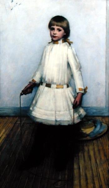 Jente med hoppetau (olje på lerret) av Henry Herbert La Thangue