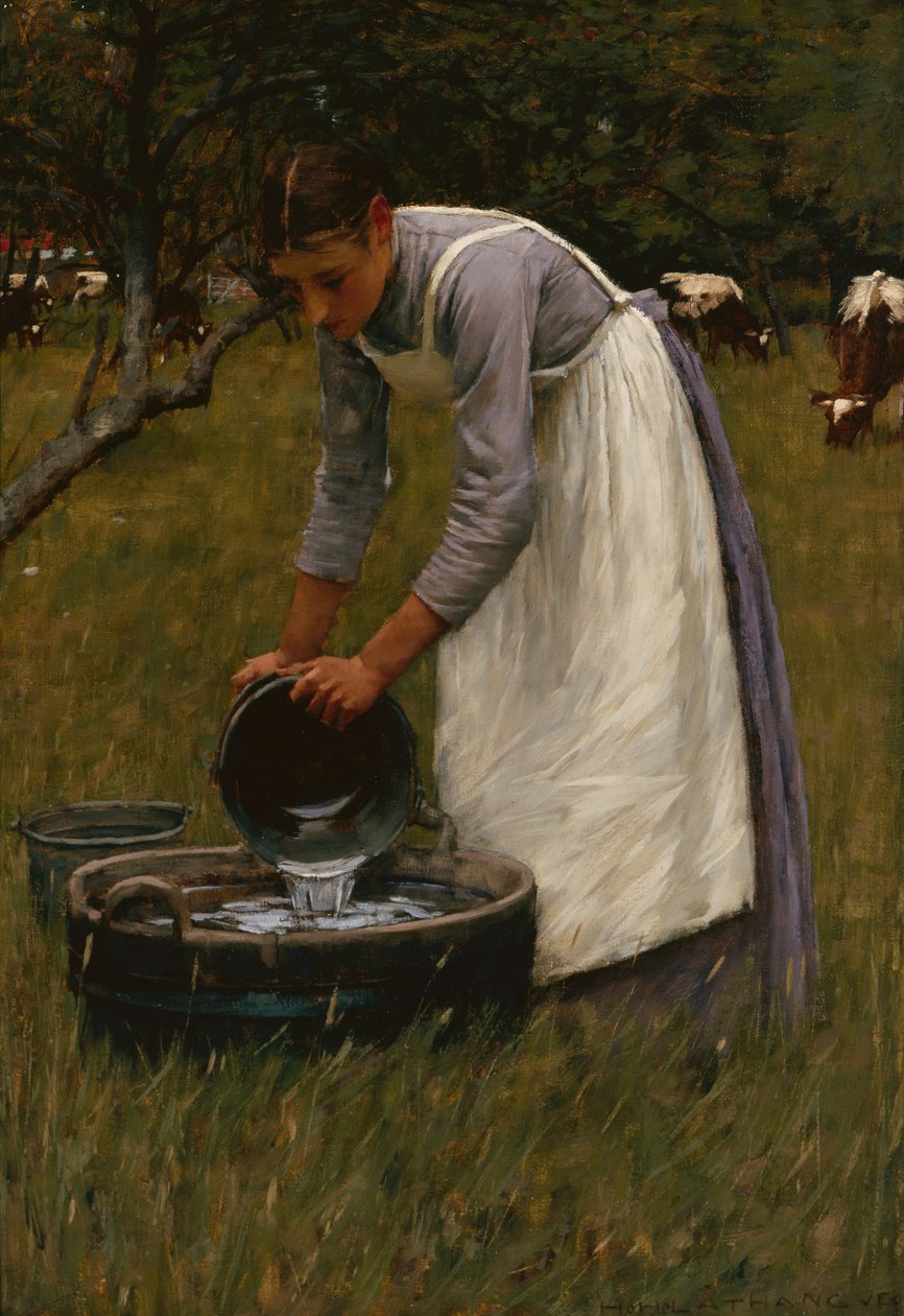 Vanning av kuene (olje på lerret) av Henry Herbert La Thangue