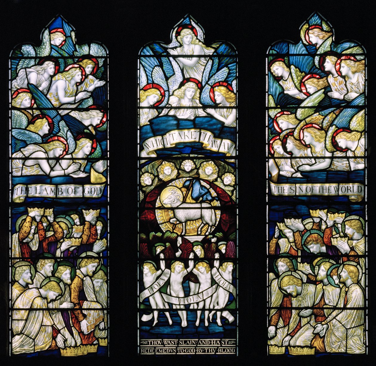Adoration of The Lamb, 1884 (farget glass) av Henry Holiday