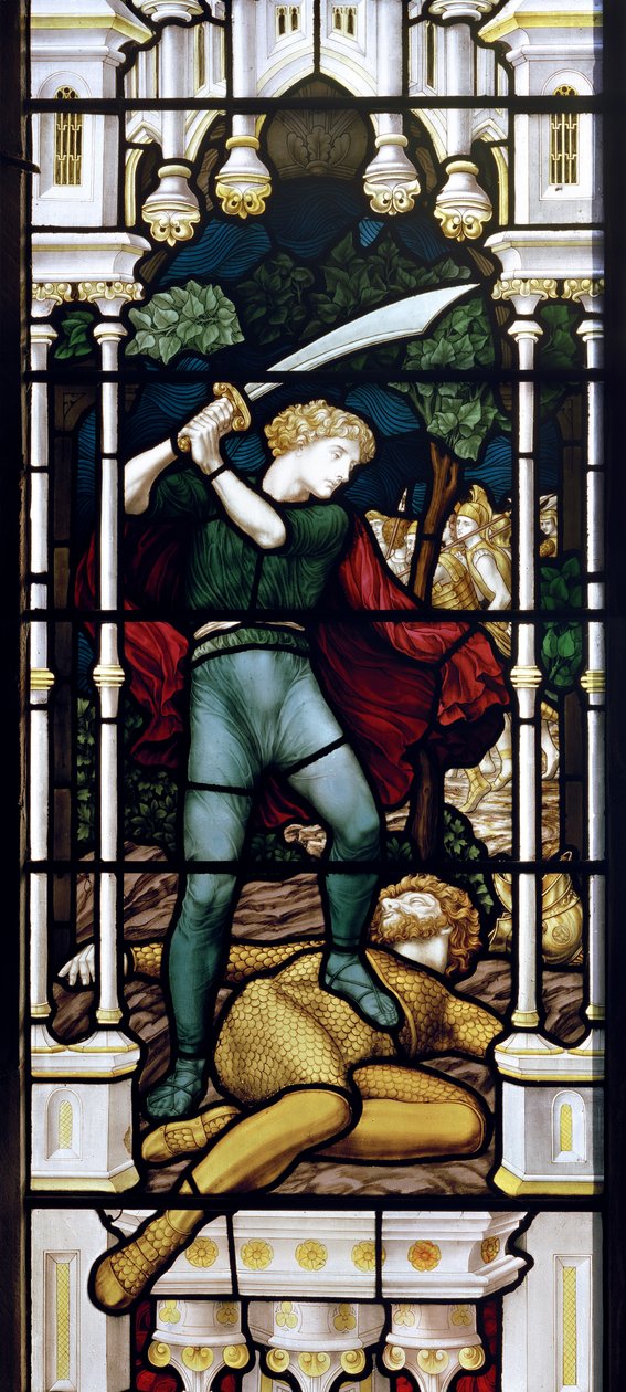 David & Goliath, 1881-83 (farget glass) av Henry Holiday