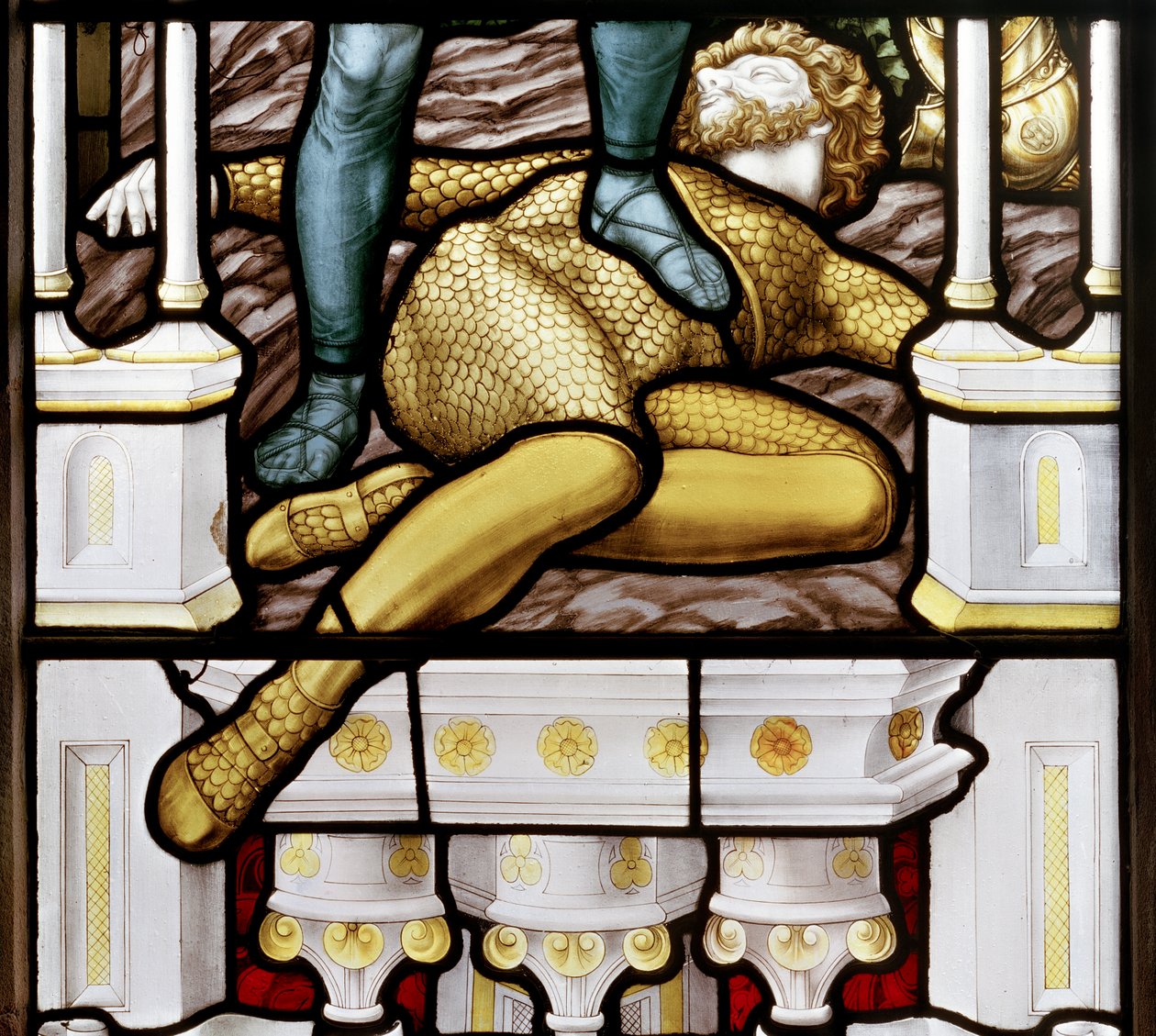 David og Goliat, detalj, 1881-83 (farget glass) av Henry Holiday