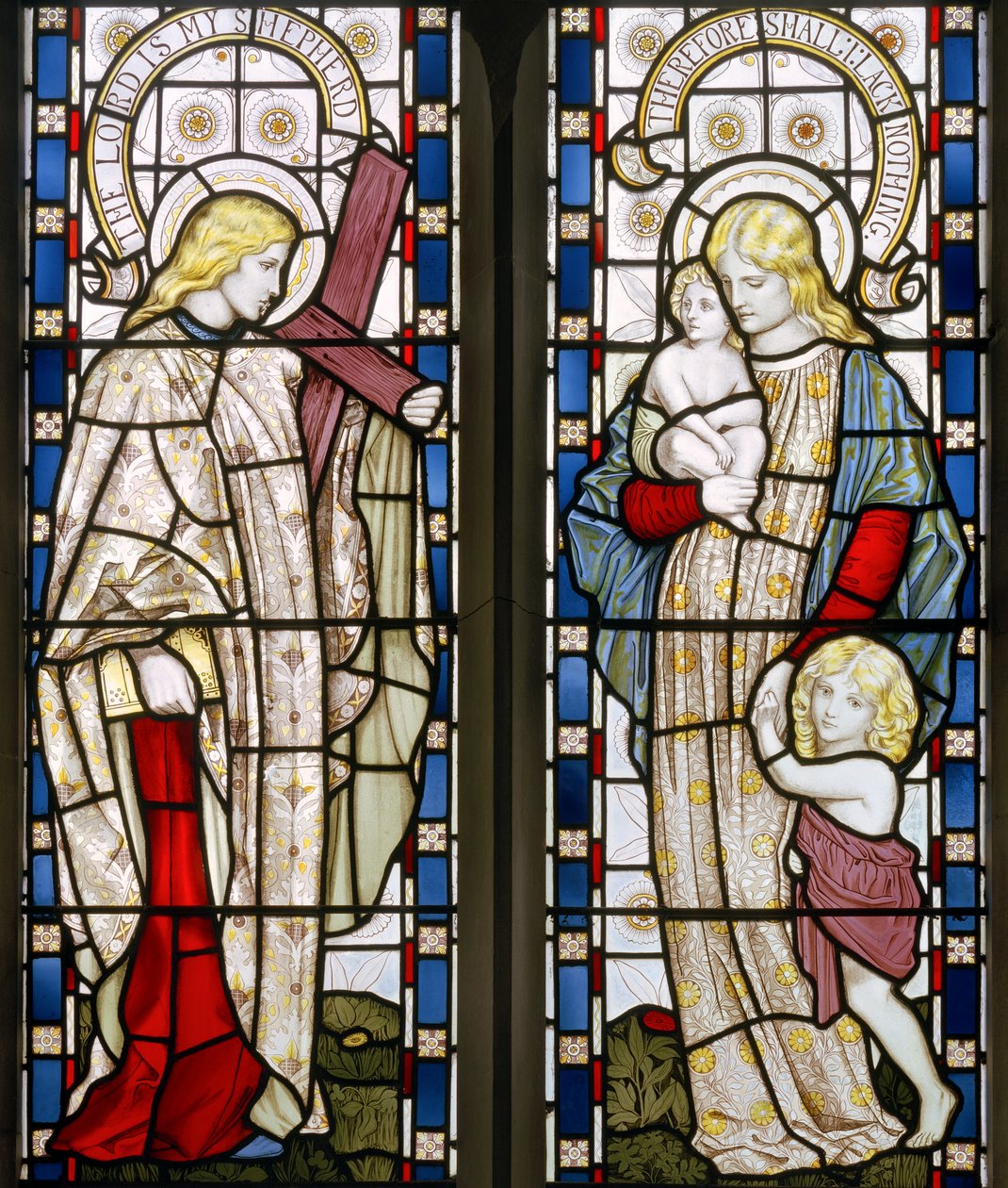 Faith and Charity, 1871 (farget glass) av Henry Holiday