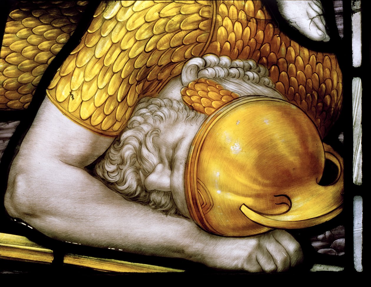 Muncaster, St Michael, James Powell & Sons, Henry Holiday, Warrior detalj, Angels Of Judgment Window, 1887 av Henry Holiday