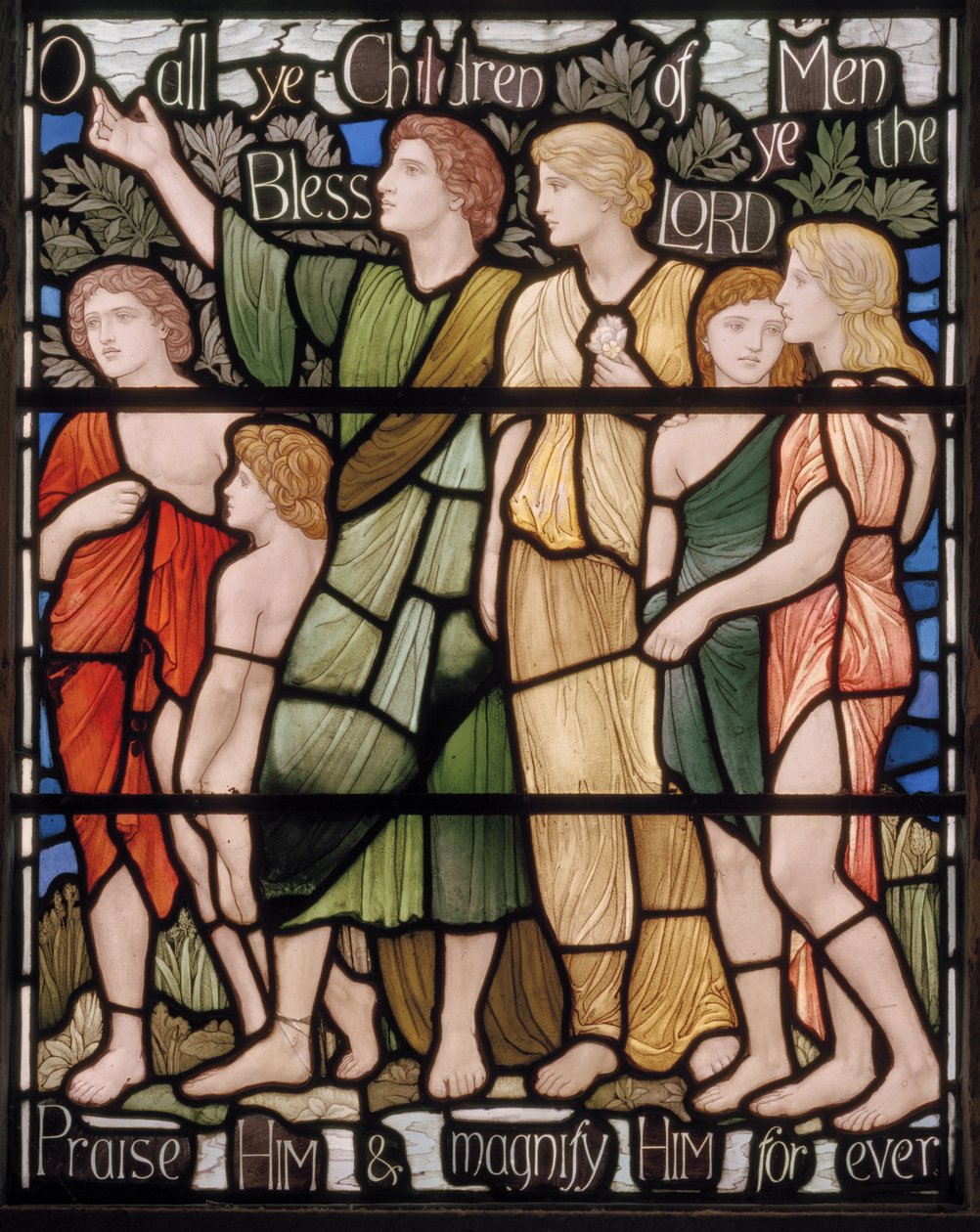 O All Ye Children Of Men, Benedicite Vindudetalj, ca. 1895 (farget glass) av Henry Holiday