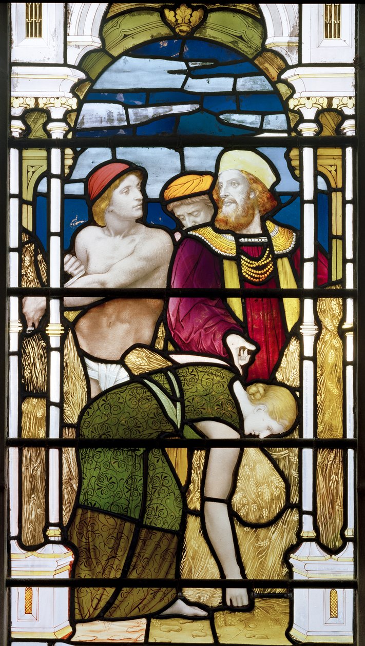 Ruth Gleaning, 1881-83 (farget glass) av Henry Holiday