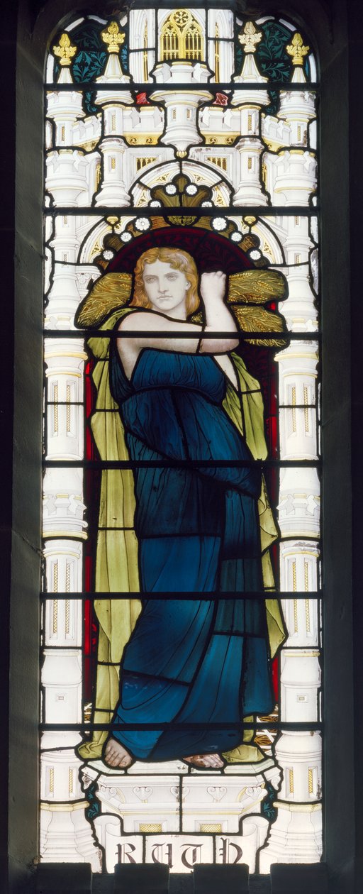 Ruth med mais, 1881-83 (farget glass) av Henry Holiday