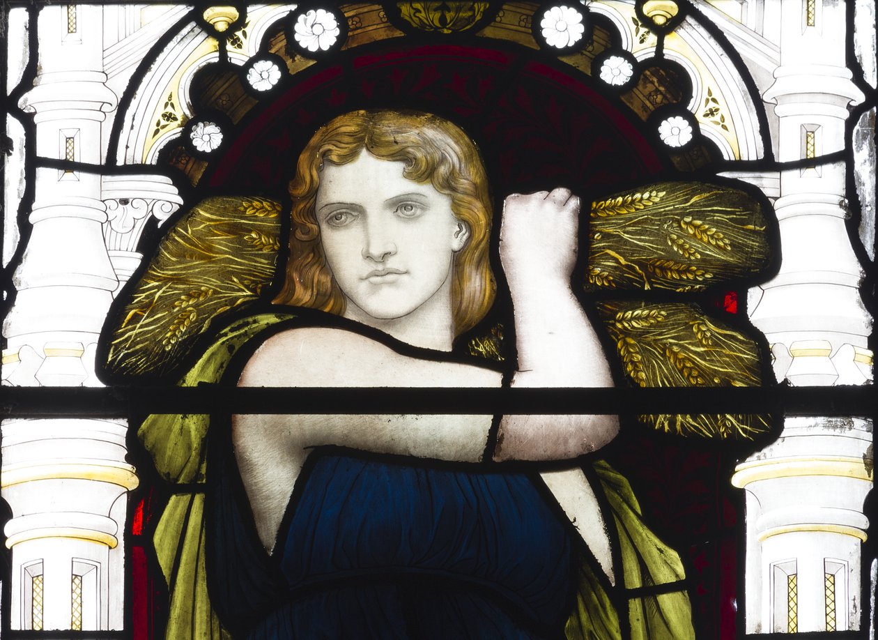 Ruth med mais, detalj, 1881-83 (farget glass) av Henry Holiday