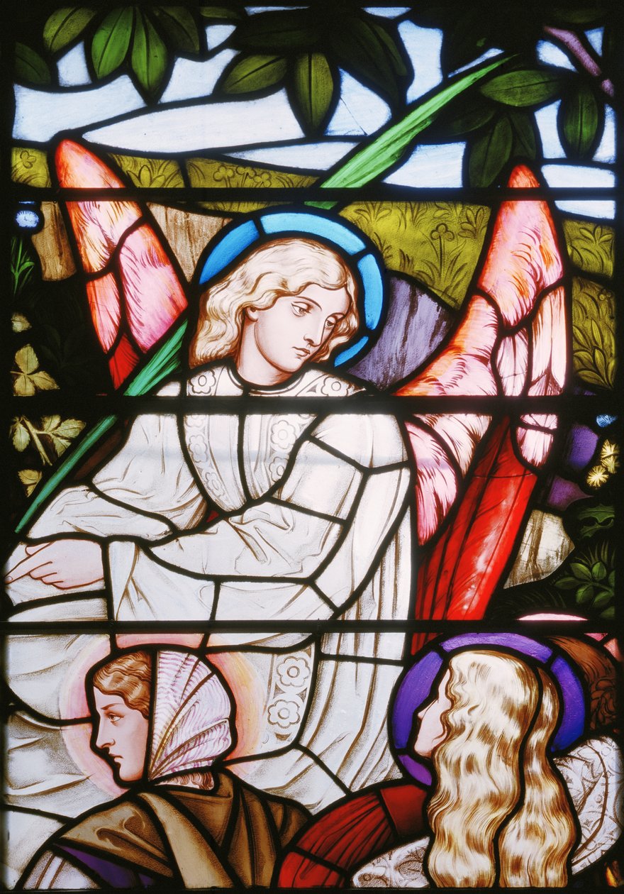 Bebudelsen, 1863 (farget glass) av Henry Holiday