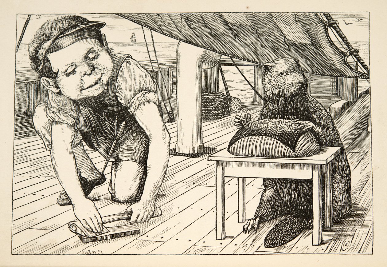 The Beaver fortsatte å se motsatt vei», fra The Hunting of the Snark, an Agony in Eight Fits, av Lewis Carroll, pub. 1876 av Henry Holiday