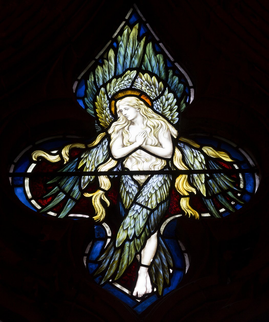 Tracery Angel, 1884 (farget glass) av Henry Holiday