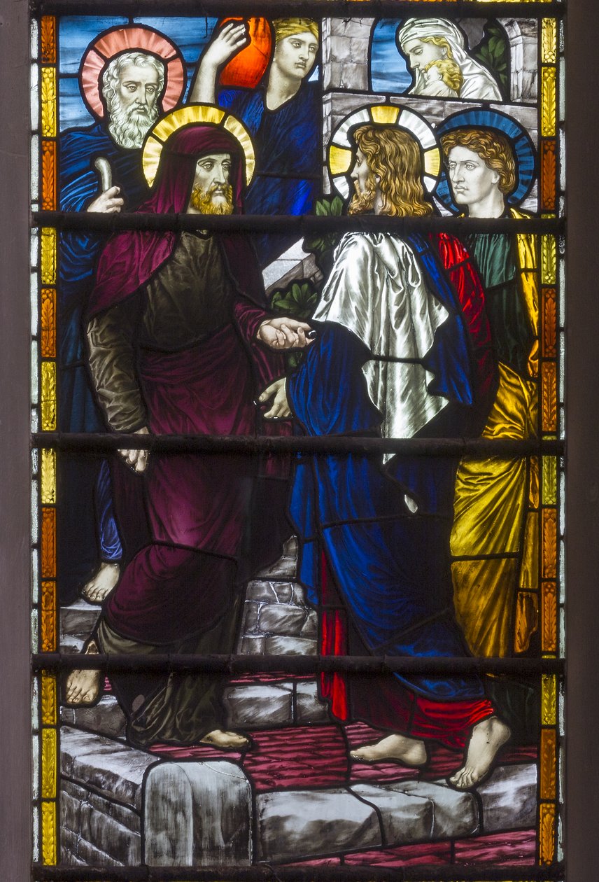 Westminster, St Margaret, James Powell & Sons, Henry Holiday, Christ Leaving The House of Mary & Martha, 1883 av Henry Holiday