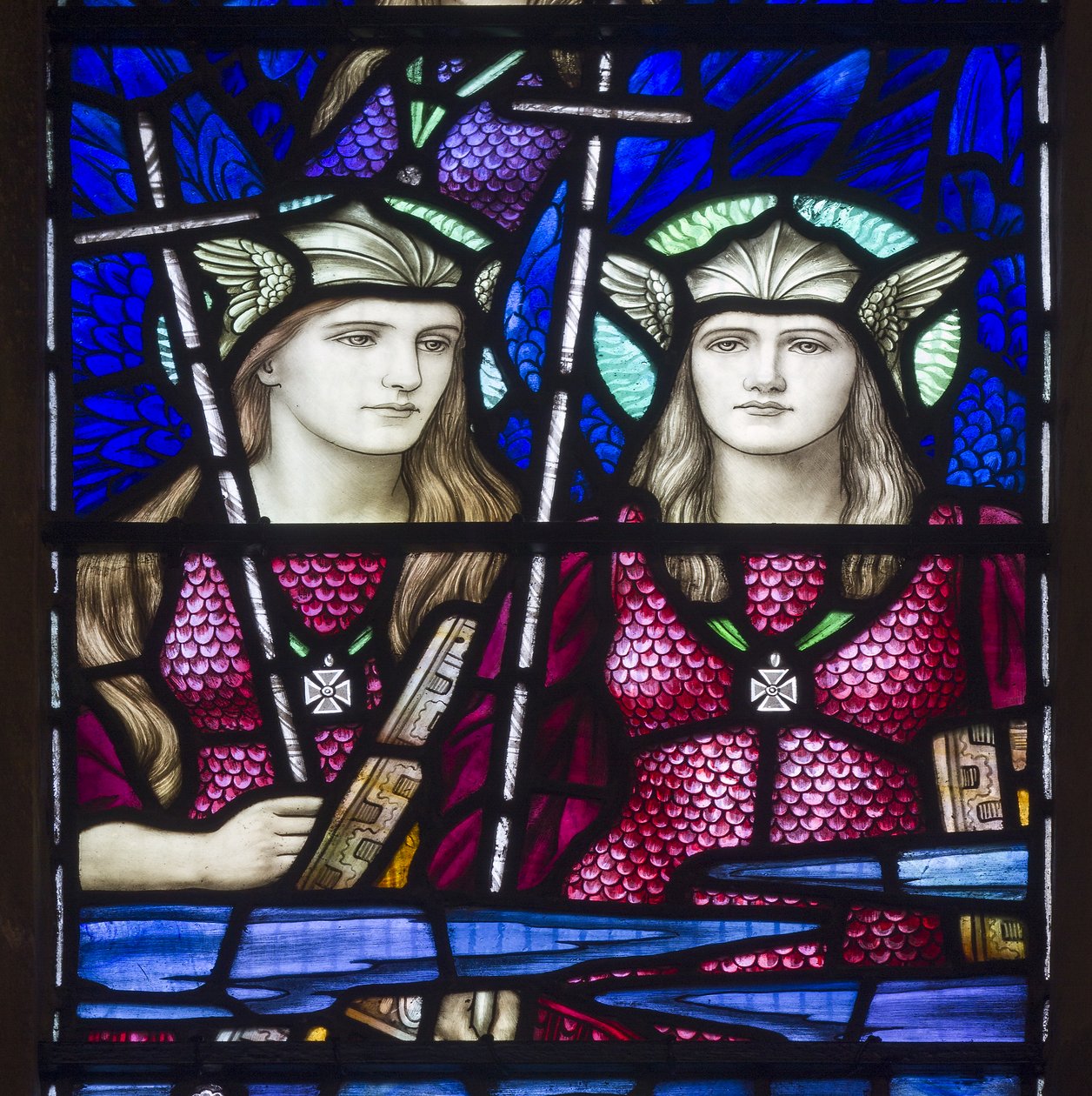 Yeovil, St John The Baptist, Lowndes & Drury, Henry Holiday, Angels In Heaven, 1917-18 av Henry Holiday