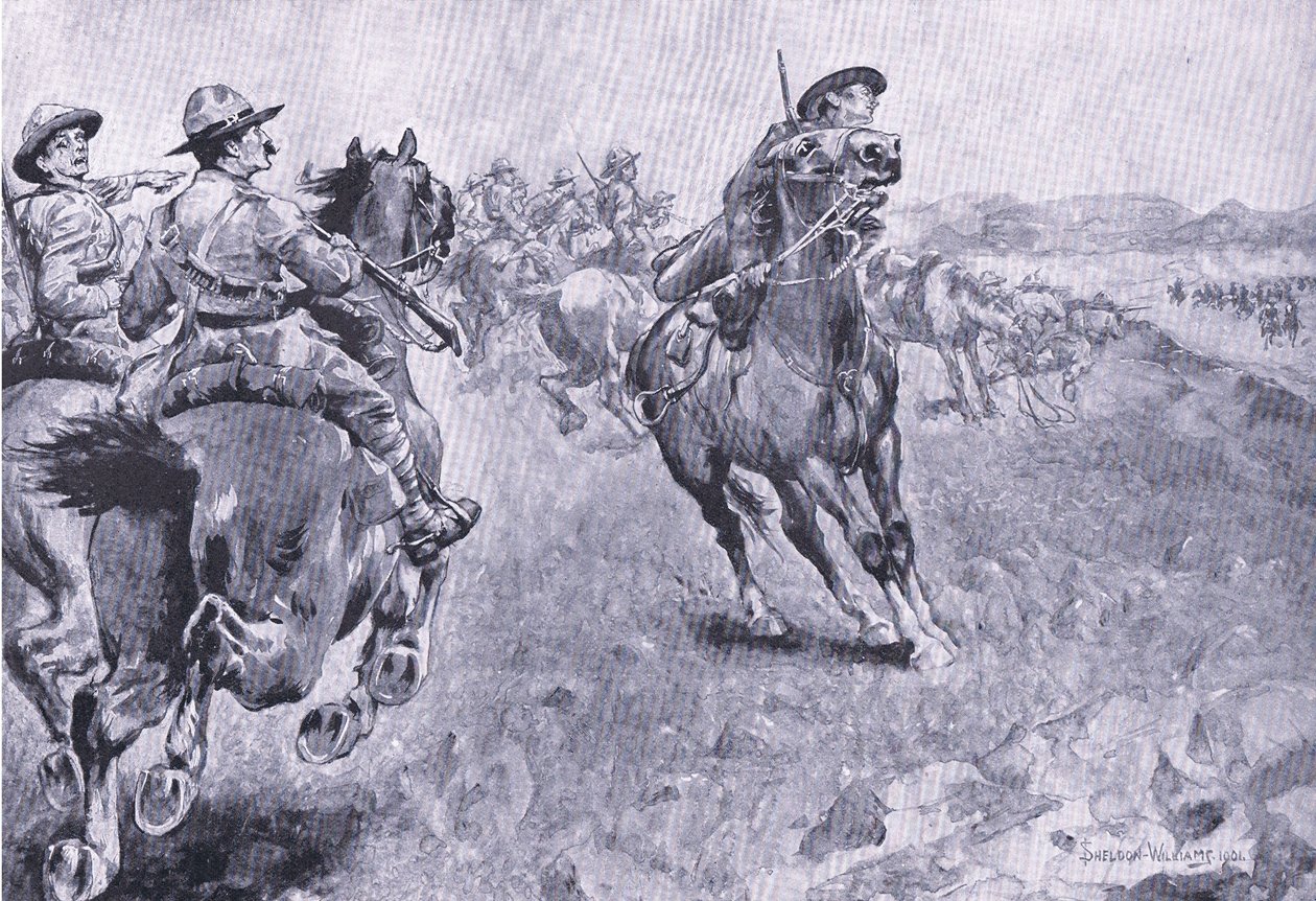 Kappløpet om kommandoen over Philips Town Road, fra After Pretoria: The Guerilla War utgitt av Harmsworth Bros Limited, 1901 av Henry Inglis Jodrel Sheldon Williams