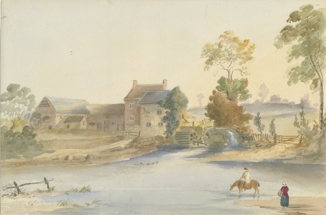 Seisdon Mill: vannfargemaleri, nd [1844] av Henry James Noyes