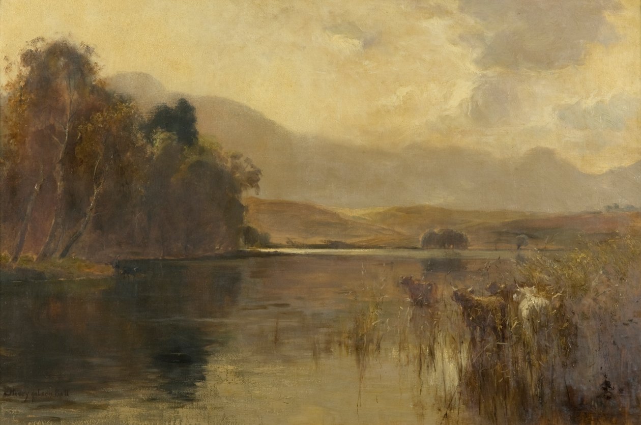 Autumn, Loch Meikle, Inverness-shire (olje på lerret) av Henry Jobson Bell