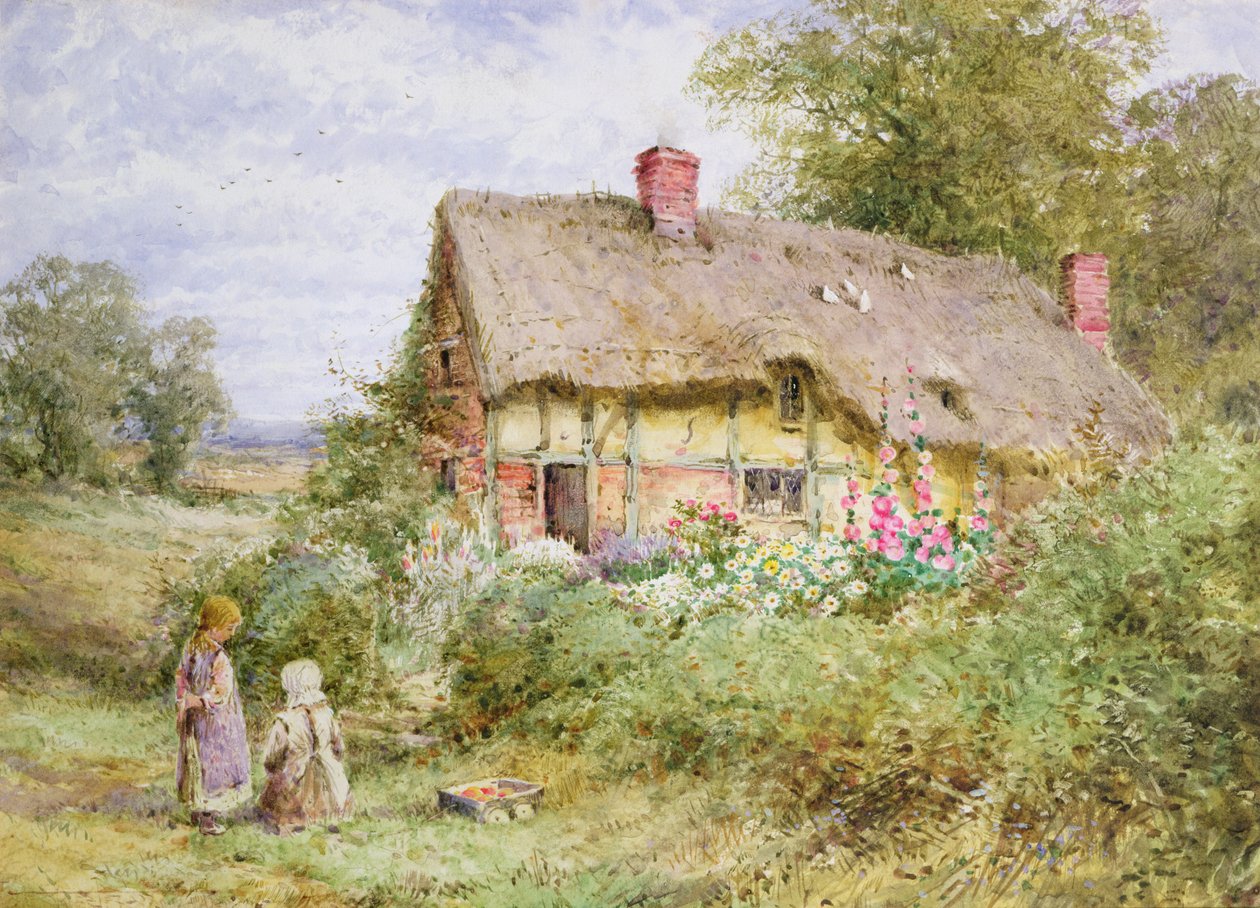A Bedfordshire Cottage (akvarell) av Henry John Sylvester Stannard
