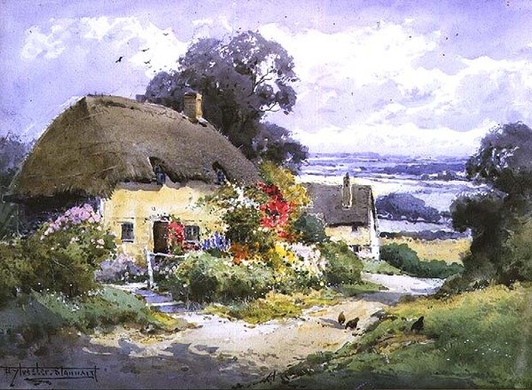 A Surrey Lane (akvarell) av Henry John Sylvester Stannard