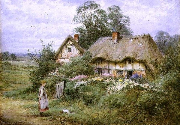 Mate den hvite kattungen (akvarell og gouache på papir) av Henry John Sylvester Stannard