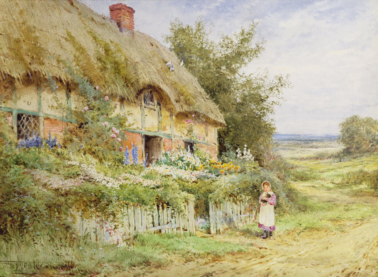 The Pet Rabbit (olje på lerret) av Henry John Sylvester Stannard