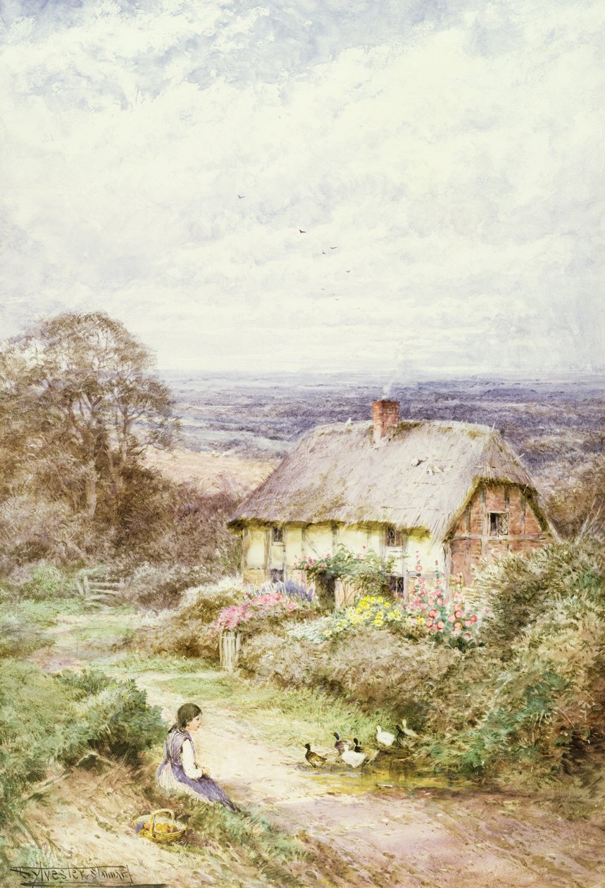 The Thatched Cottage (akvarell) av Henry John Sylvester Stannard