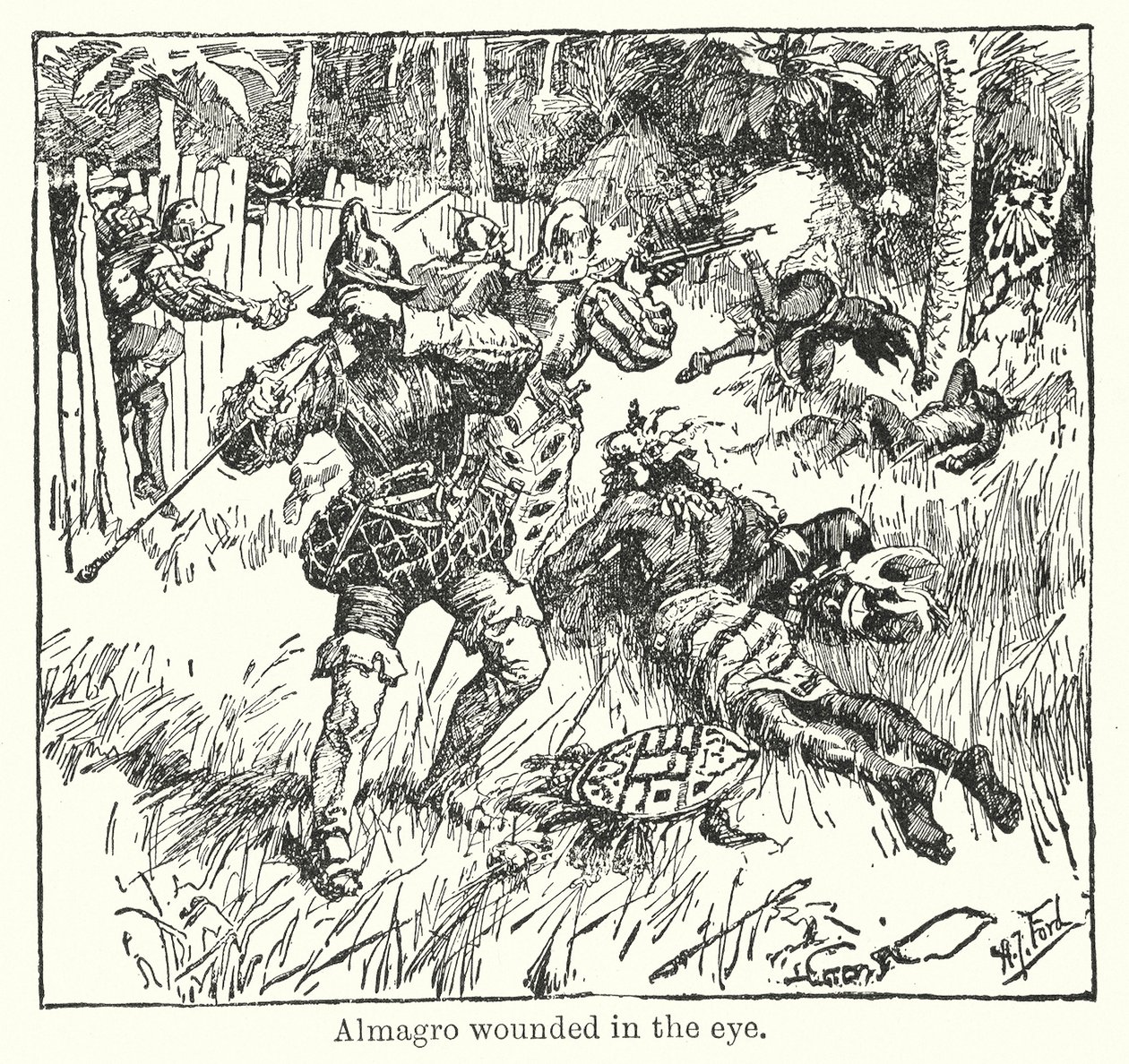 Almagro såret i øyet (lito) av Henry Justice Ford