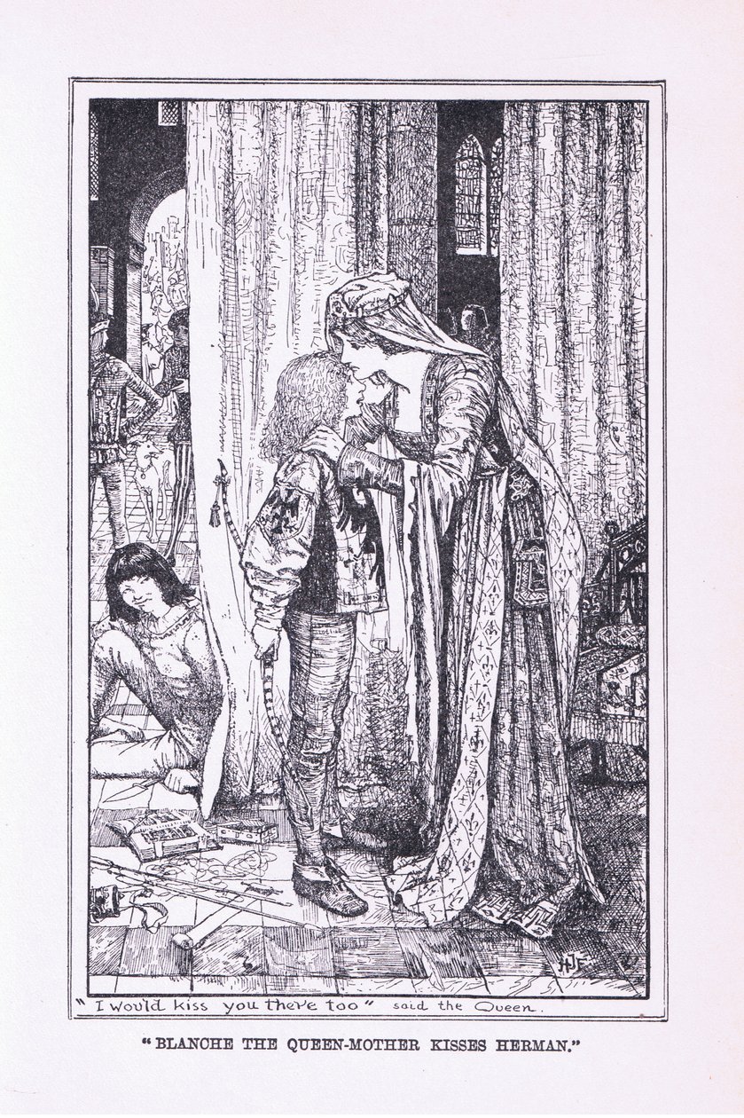 Blanche, dronningemoren kysser Herman, 1912 av Henry Justice Ford