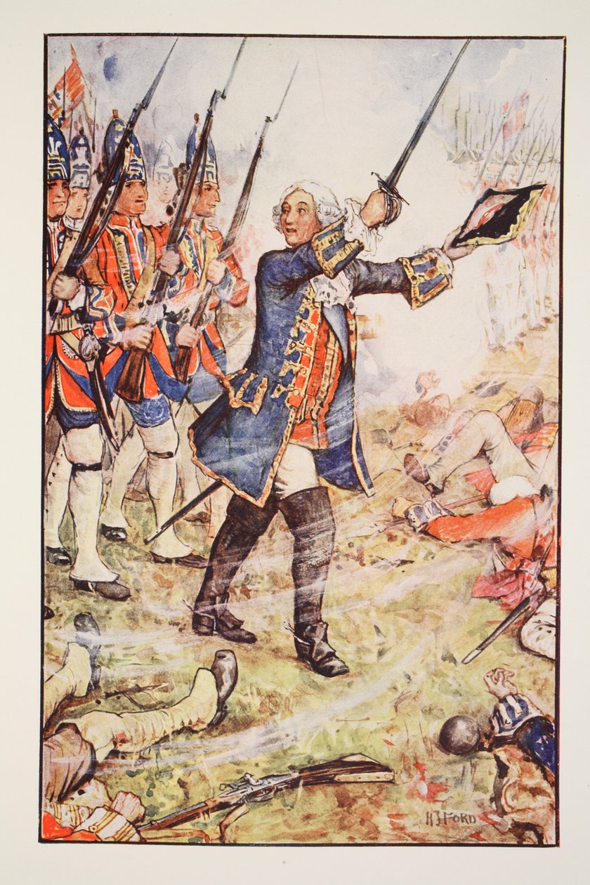 George II på Dettingen, 1743, illustrasjon fra 