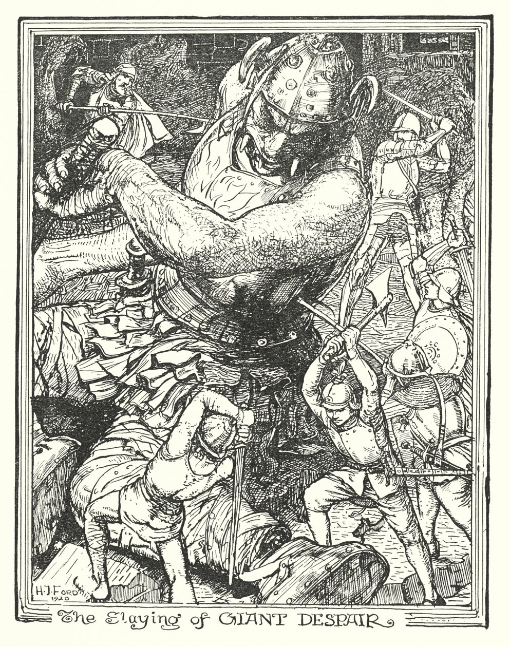 Illustrasjon til Pilegrimsreisen av John Bunyan (lito) av Henry Justice Ford