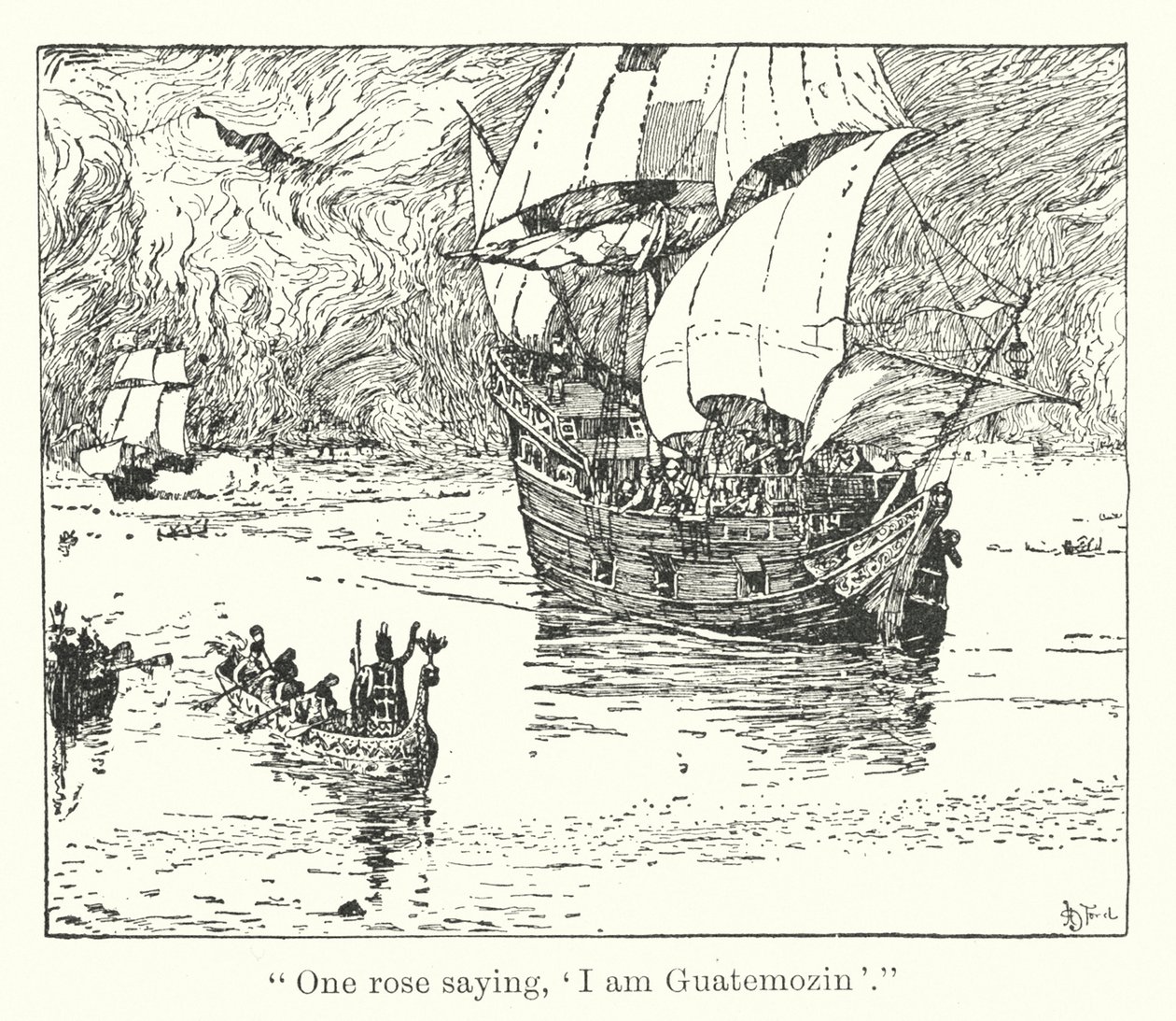 quot;En rose som sier: #39;Jeg er Guatemozin#39;quot; (gravering) av Henry Justice Ford