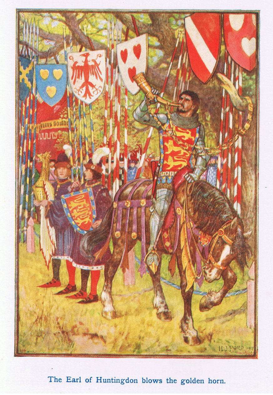 Jarlen av Huntingdon blåser i det gyldne hornet av Henry Justice Ford