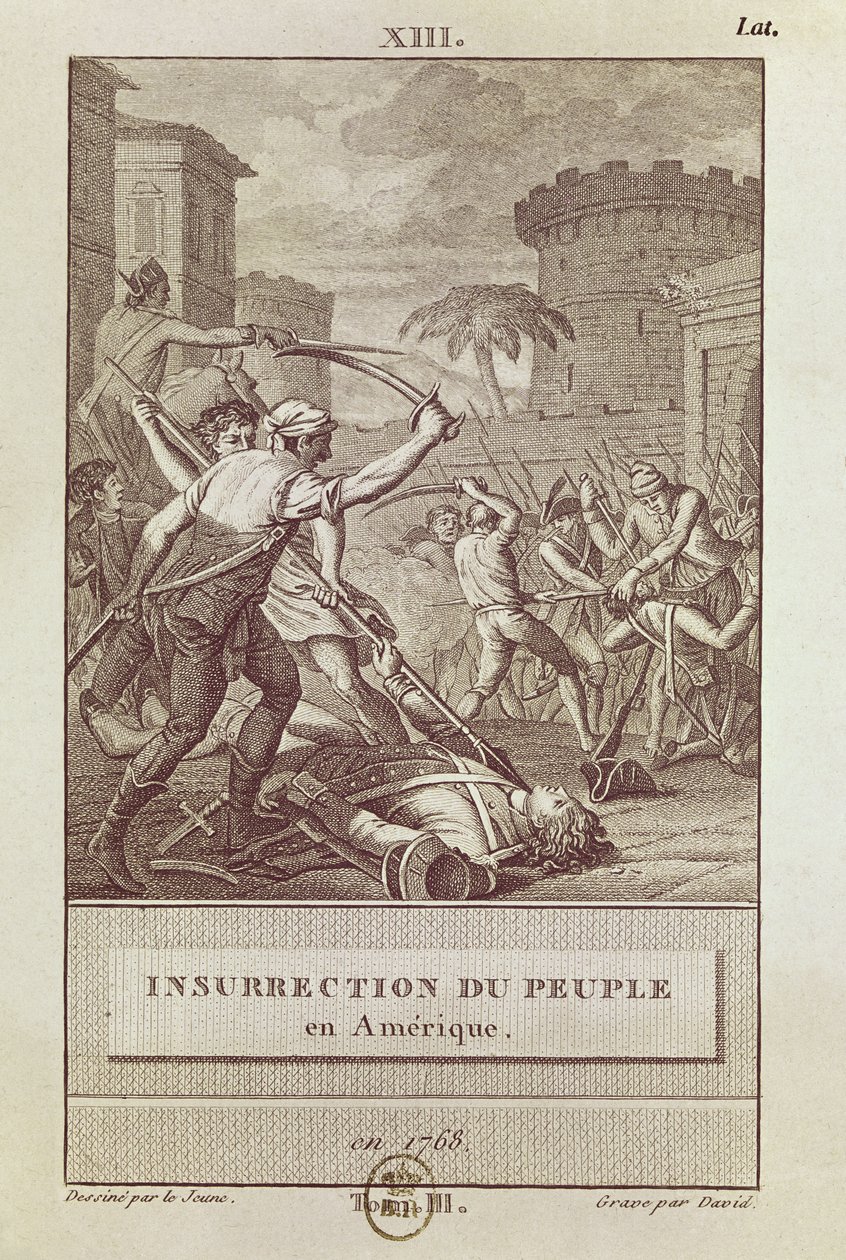 Opprøret av det amerikanske folket i 1768, gravert av David av Henry Le Jeune