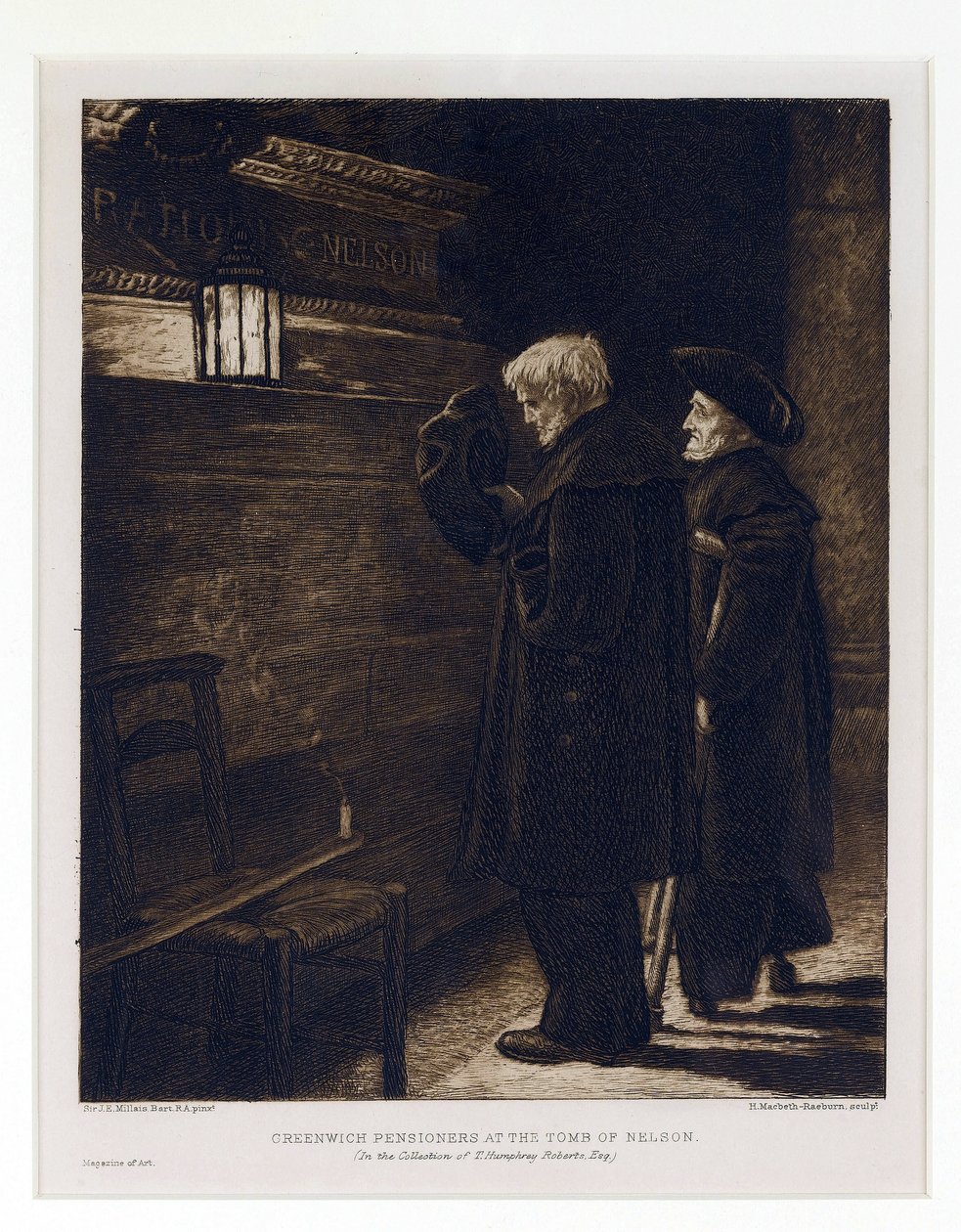 To beboere ved Greenwich Hospital, samlet fra graven til Horatio Nelson (1758–1805) i krypten til Saint Paul#39;s Church (London, England) av Henry Macbeth-Raeburn