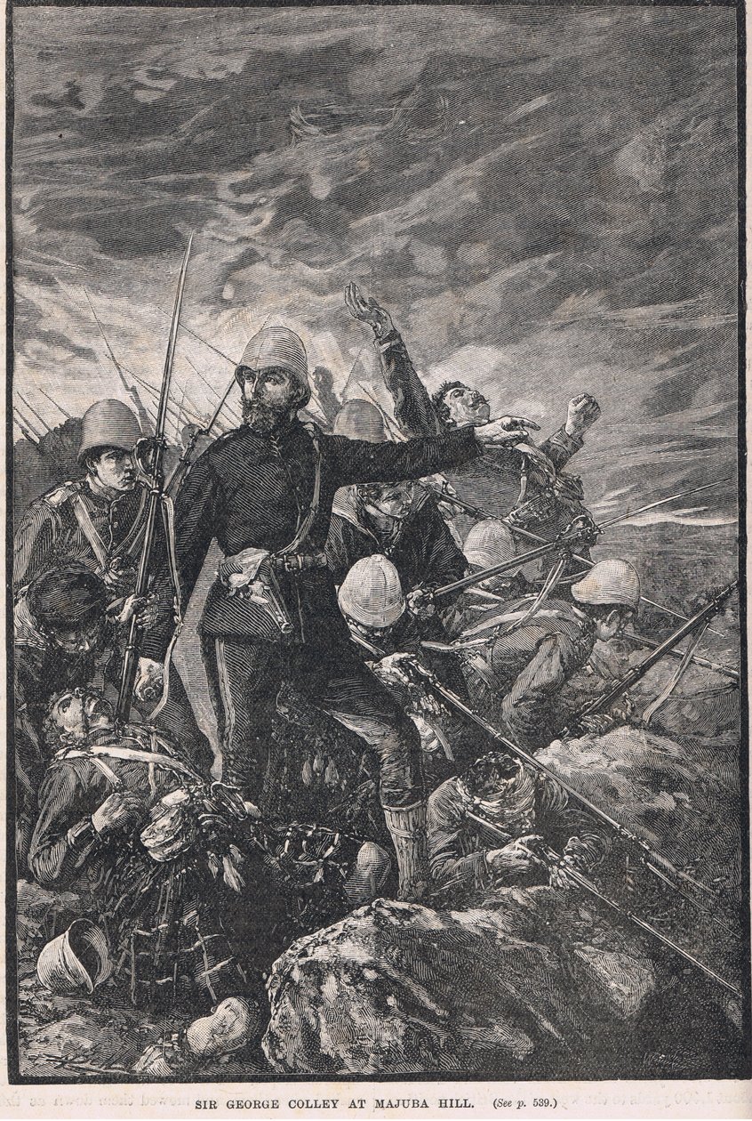 Sir George Colley ved Majuba Hill, illustrasjon fra Cassells 