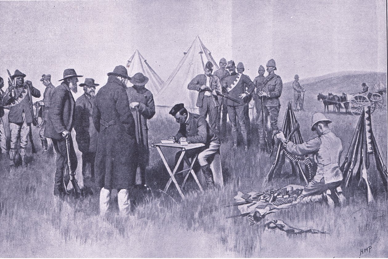 Å sverge nøytralitetens ed, illustrasjon fra After Pretoria: The Guerilla War, 1902 av Henry Marriott Paget