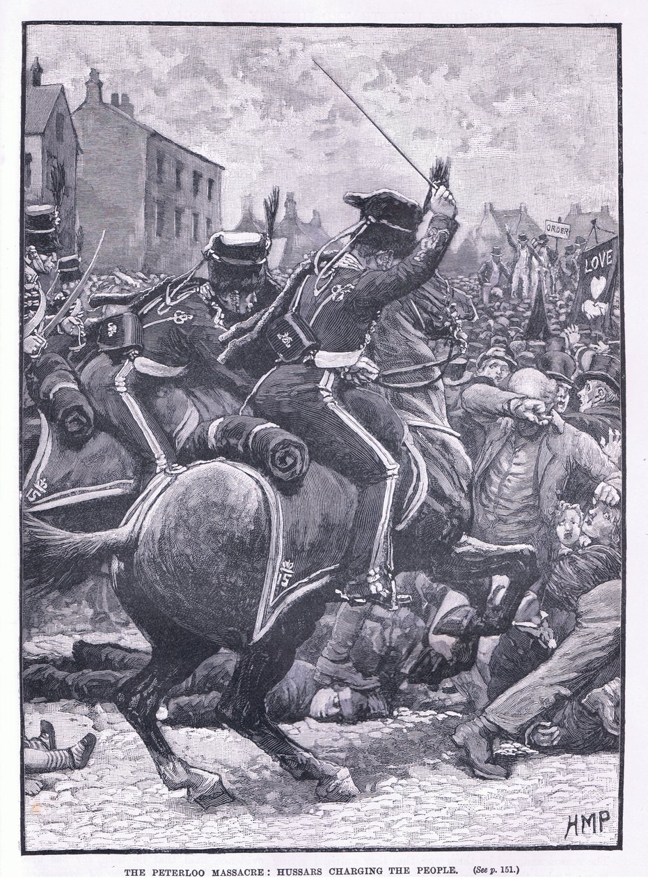 Peterloo-massakren: Husarer anklager folket 1819 e.Kr av Henry Marriott Paget