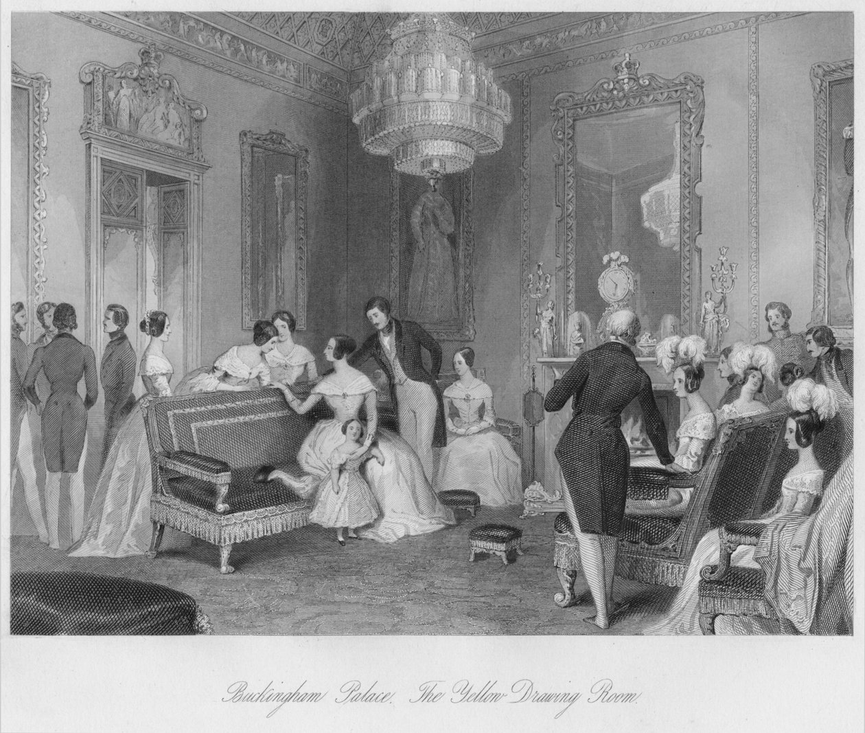 Buckingham Palace. Den gule salongen, c1841 av Henry Melville