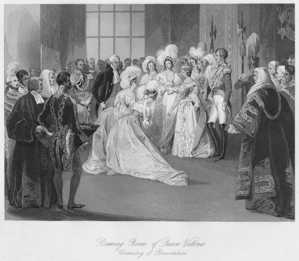 Salongen til dronning Victoria. Presentasjonsseremoni, c1841 av Henry Melville