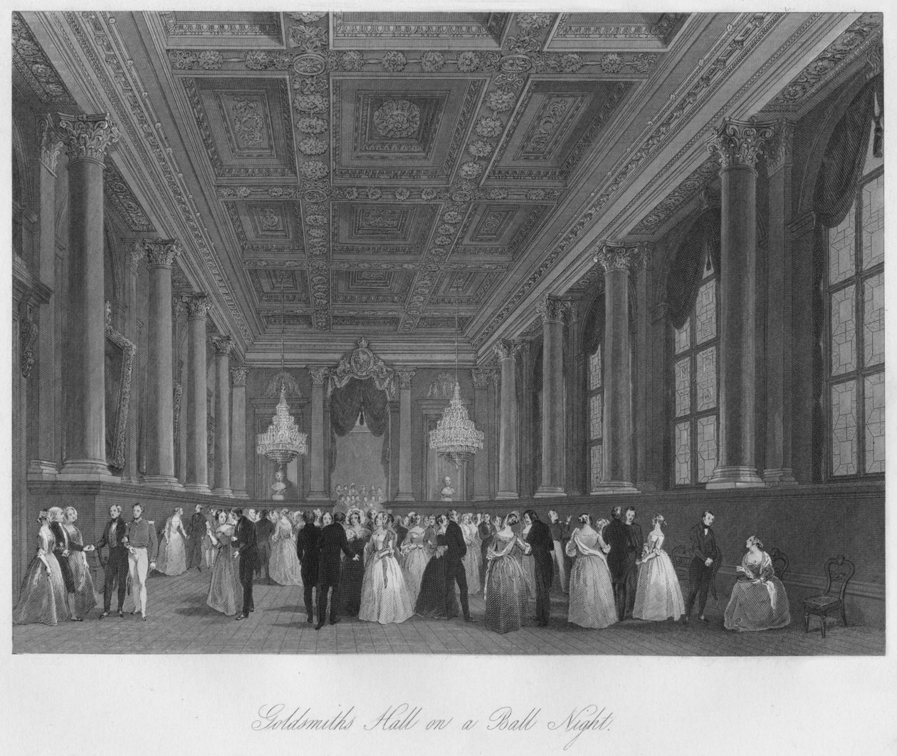 Goldsmiths Hall on a Ball Night, c1841 av Henry Melville