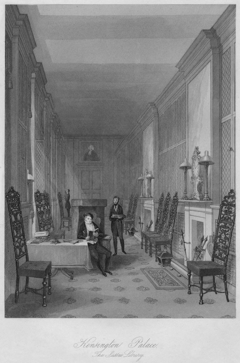 Kensington Palace. Sussex-biblioteket, c1841 av Henry Melville