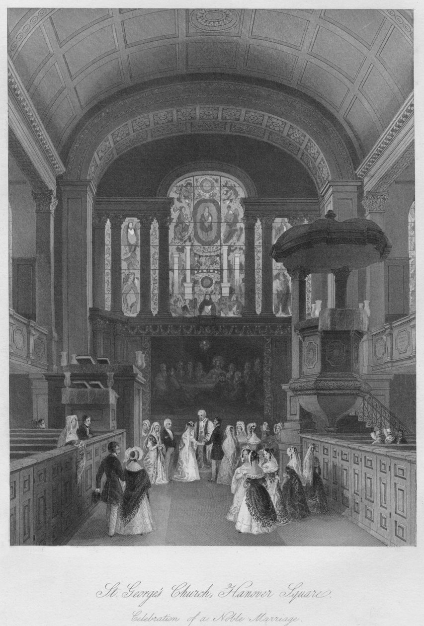 St. Georges kirke, Hannover Square. Feiring av et edelt ekteskap, c1841 av Henry Melville