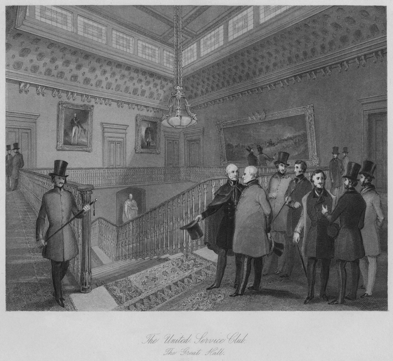 The United Service Club. Den store salen, c1841 av Henry Melville