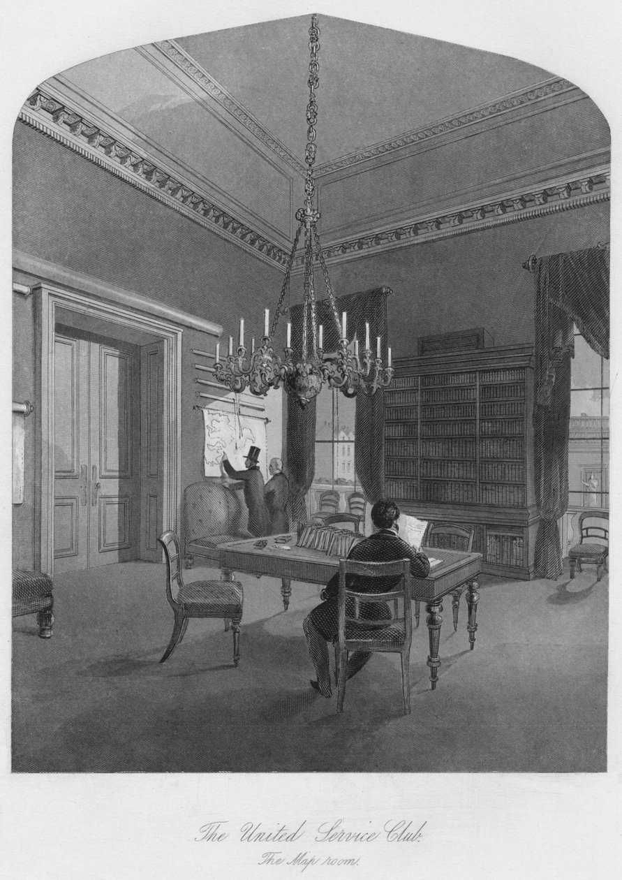 The United Service Club. Kartrommet, c1841 av Henry Melville