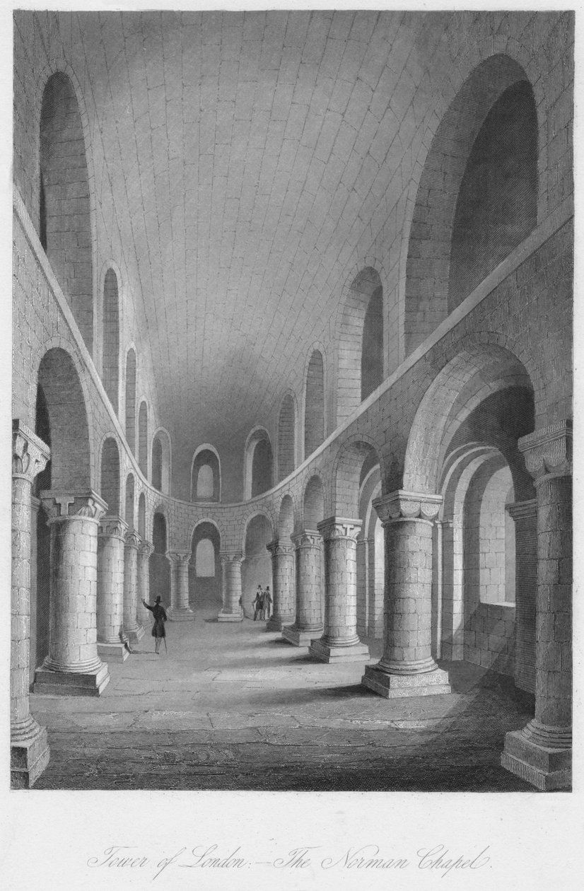 Tower of London. - The Norman Chapel, c1841 av Henry Melville