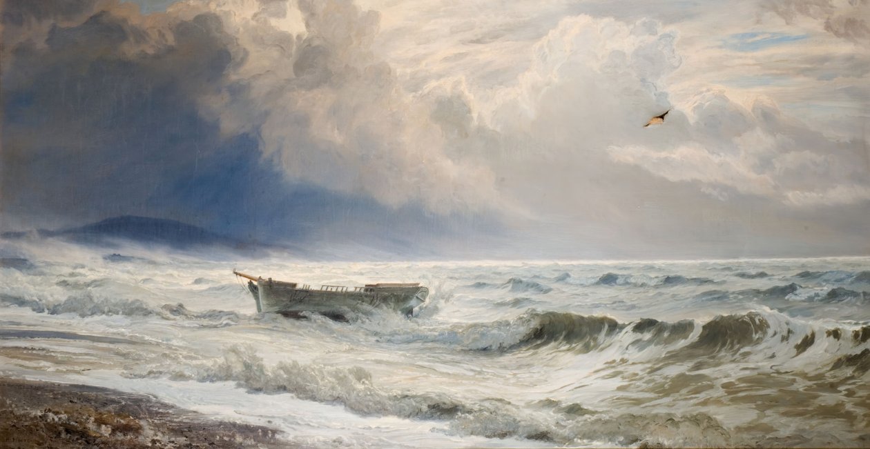 Røft vær på kysten, Cumberland, 1874. av Henry Moore