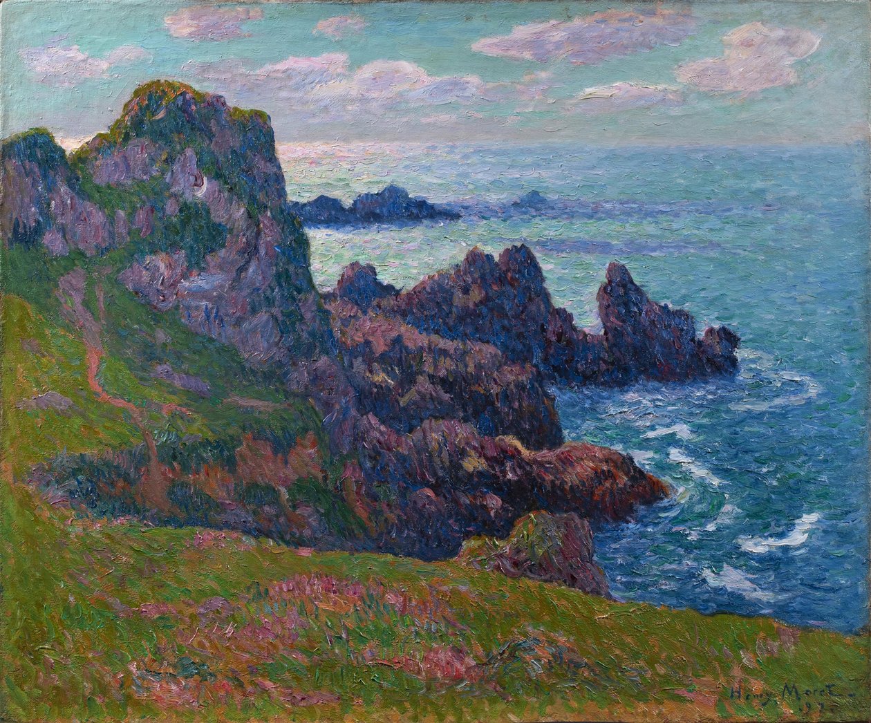 Rolig vær, kysten ved Pointe de Pern, Ushant, 1894. av Henry Moret