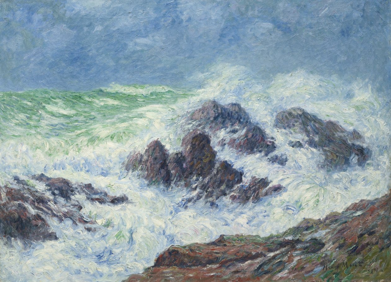 Tungt vær ved Saint Grenoble, Pointe de Penmarch, 1905 av Henry Moret