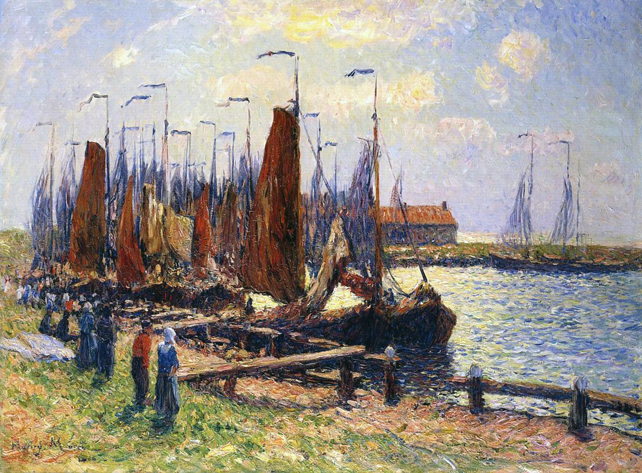 Havnen i Volendam, Holland, 1900 av Henry Moret